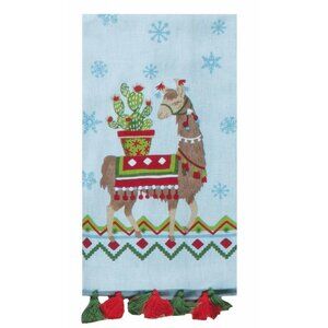 Kitchen Towel Kay Dee Design Blue FA La La Llama Holiday Tea Towel 16" x 26"